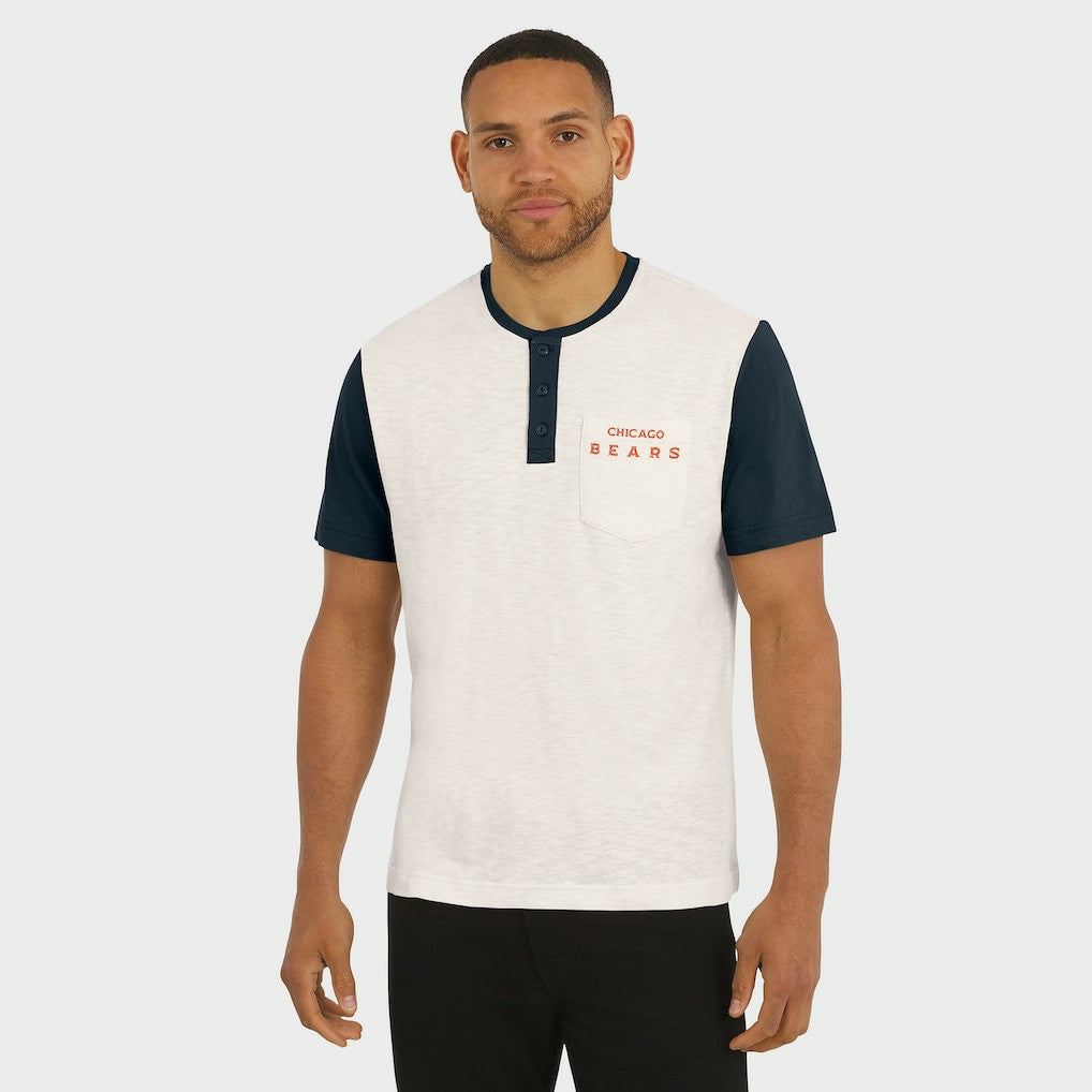 Darius Rucker Collection Henley Colorblock Slub Pocket T-Shirt - Chicago Bears