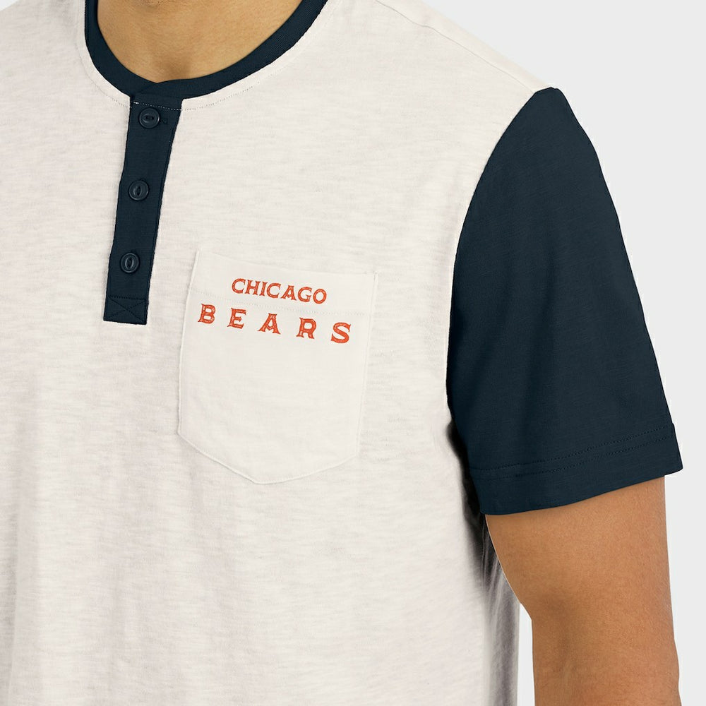 Darius Rucker Collection Henley Colorblock Slub Pocket T-Shirt - Chicago Bears
