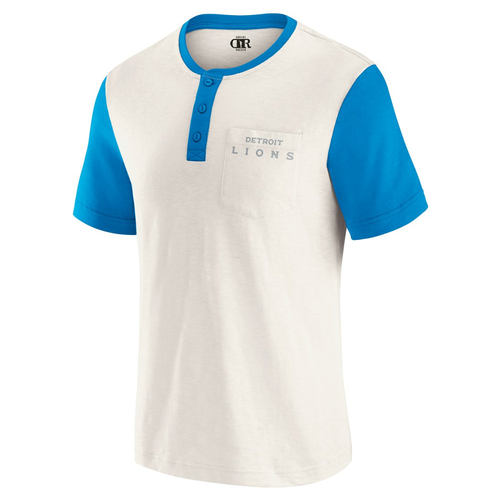 Darius Rucker Collection Henley Colorblock Slub Pocket T-Shirt - Detroit Lions