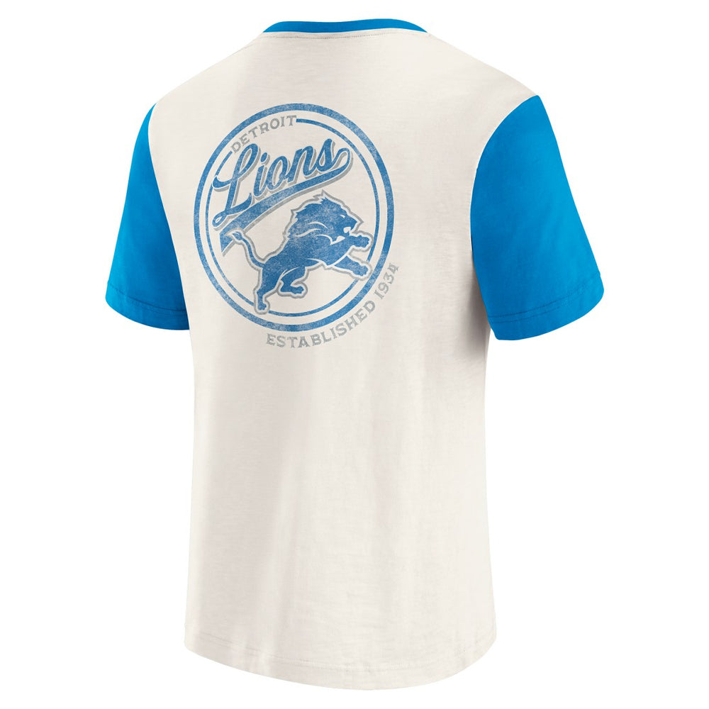 Darius Rucker Collection Henley Colorblock Slub Pocket T-Shirt - Detroit Lions
