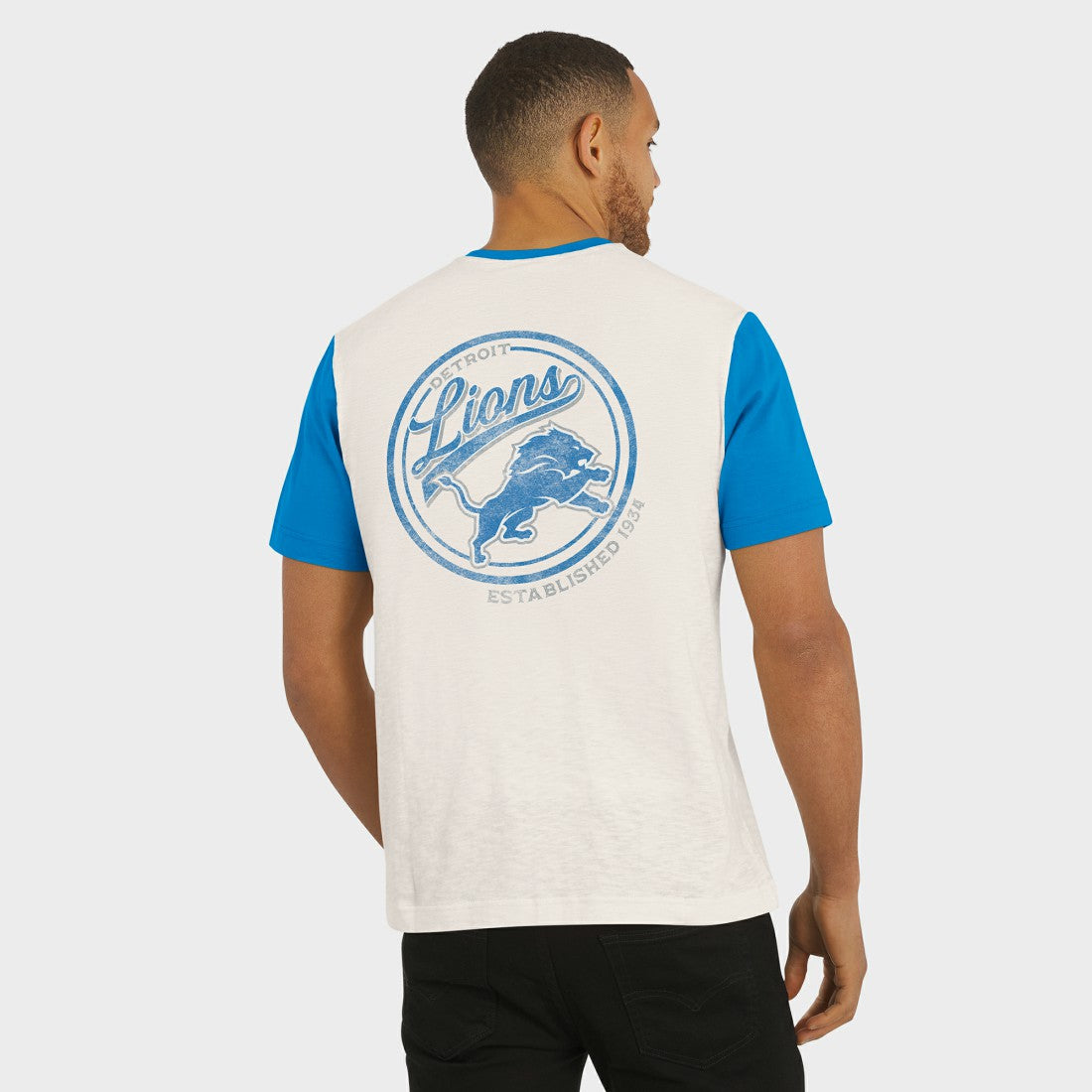 Darius Rucker Collection Henley Colorblock Slub Pocket T-Shirt - Detroit Lions