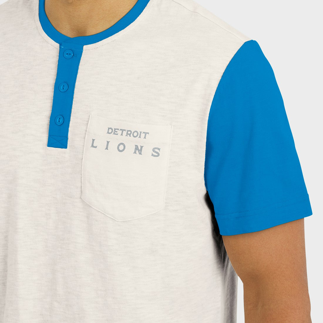 Darius Rucker Collection Henley Colorblock Slub Pocket T-Shirt - Detroit Lions