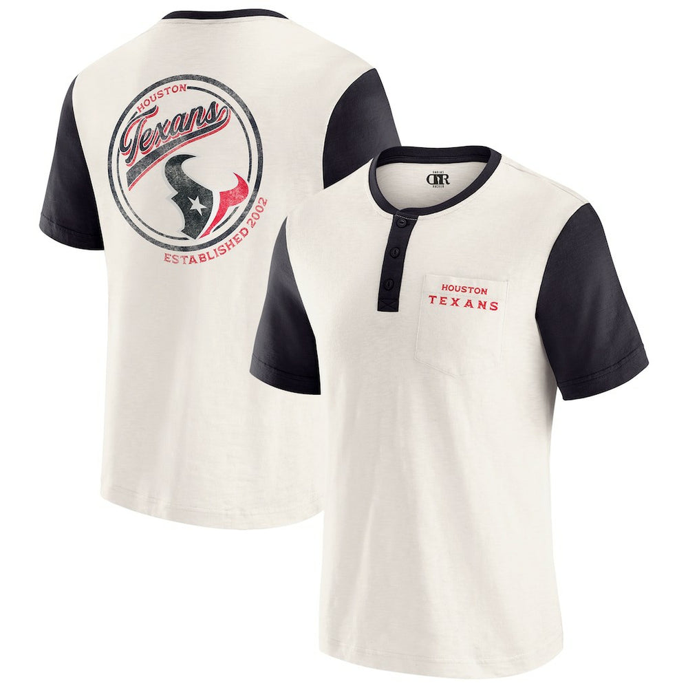 Darius Rucker Collection Henley Colorblock Slub Pocket T-Shirt - Houston Texans