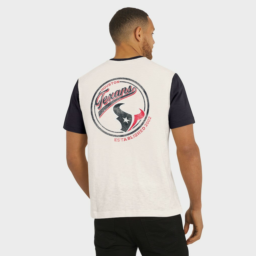 Darius Rucker Collection Henley Colorblock Slub Pocket T-Shirt - Houston Texans