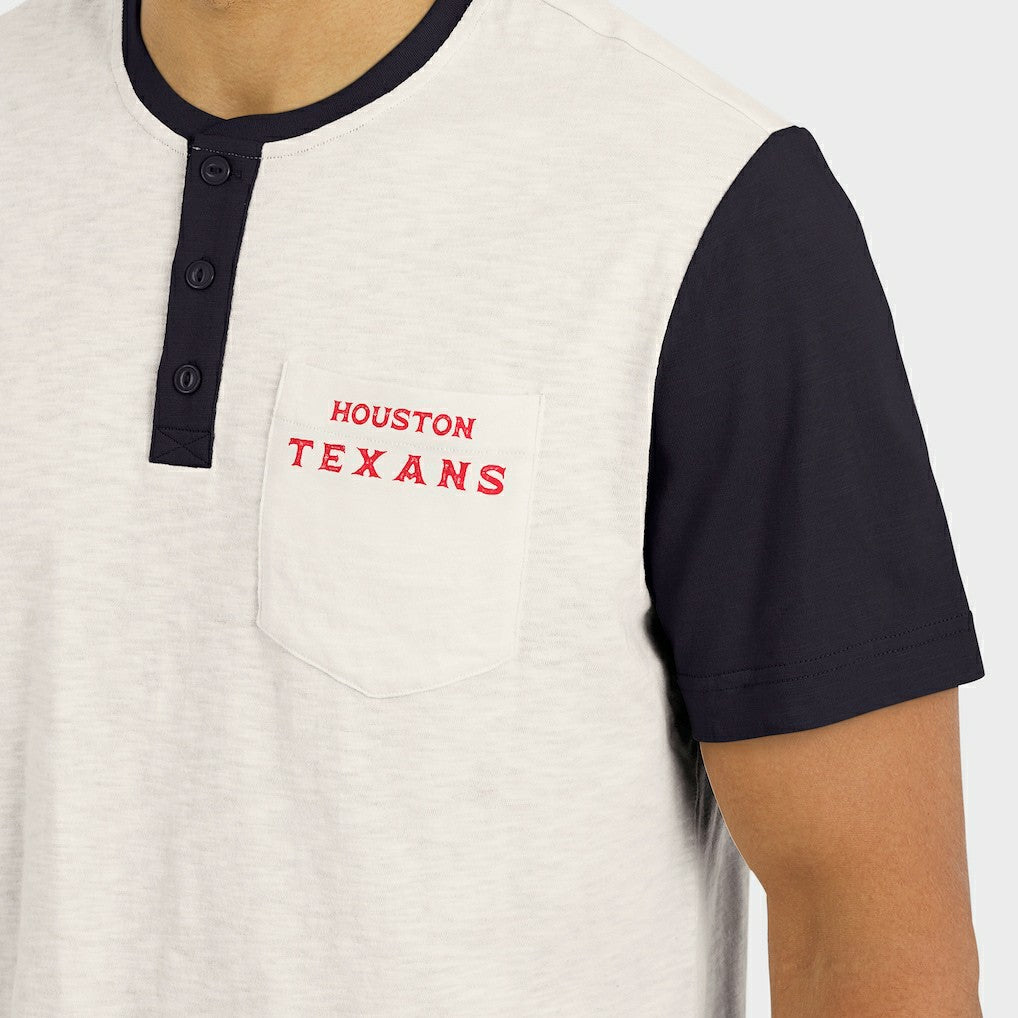 Darius Rucker Collection Henley Colorblock Slub Pocket T-Shirt - Houston Texans