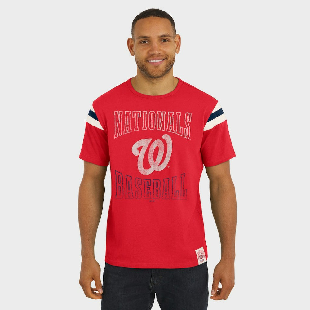MLB Washington Nationals Darius Rucker Collection by Fanatics Distressed Sleeve Stripe T-Shirt