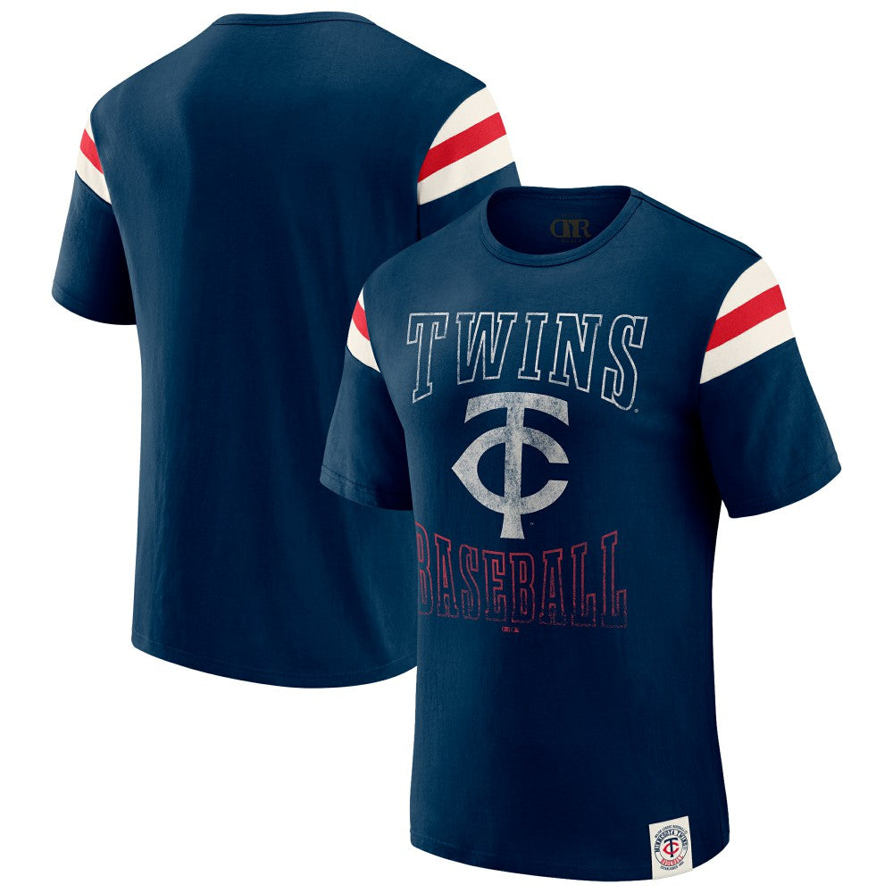 MLB Minnesota Twins Darius Rucker Collection by Fanatics Distressed Sleeve Stripe T-Shirt