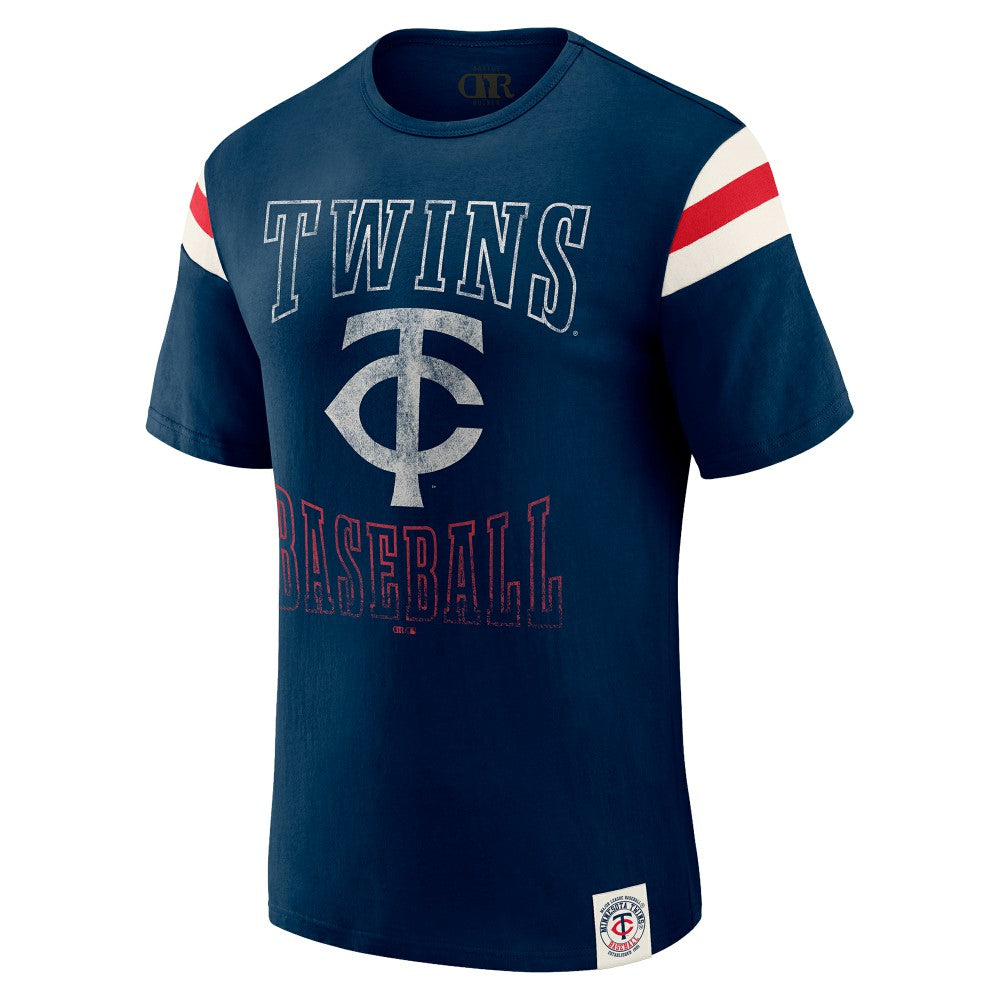 MLB Minnesota Twins Darius Rucker Collection by Fanatics Distressed Sleeve Stripe T-Shirt