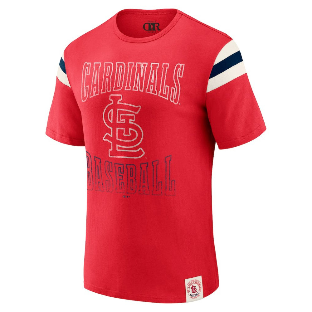 MLB St. Louis Cardinals Darius Rucker Collection by Fanatics Distressed Sleeve Stripe T-Shirt