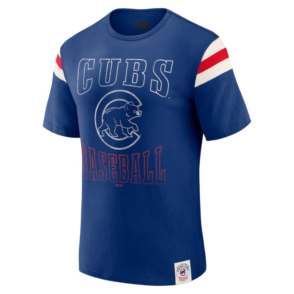 MLB Chicago Cubs Darius Rucker Collection by Fanatics Distressed Sleeve Stripe T-Shirt