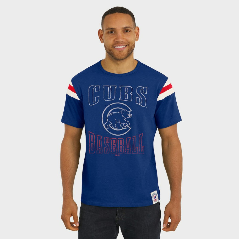 MLB Chicago Cubs Darius Rucker Collection by Fanatics Distressed Sleeve Stripe T-Shirt