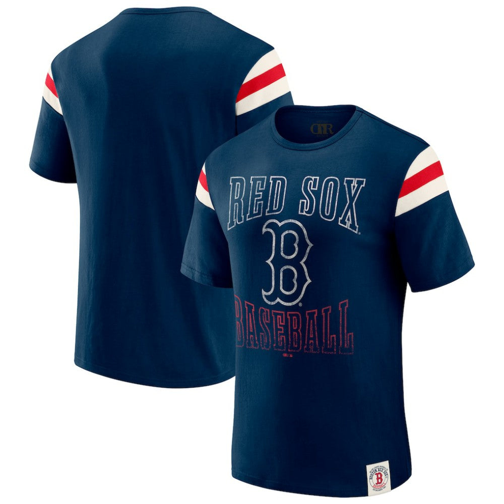MLB Boston Red Sox Darius Rucker Collection by Fanatics Distressed Sleeve Stripe T-Shirt