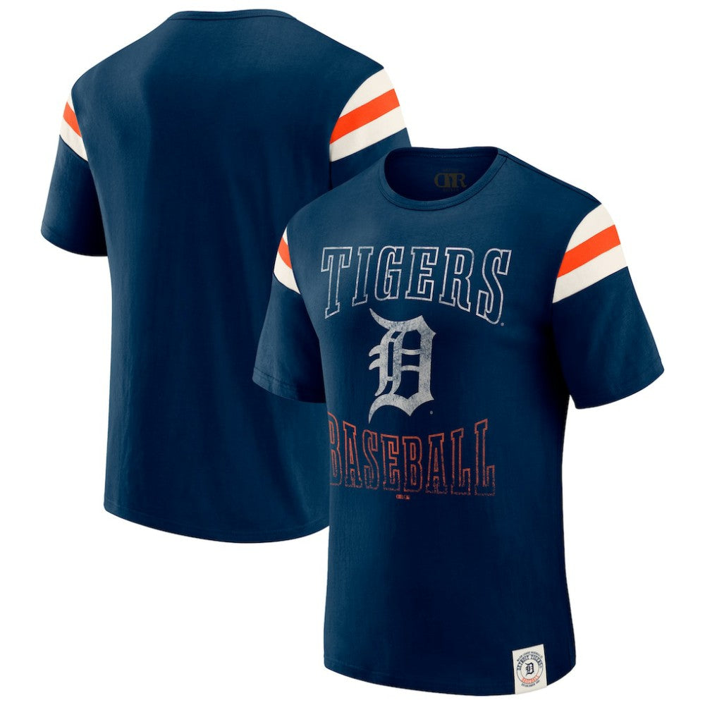MLB Detroit Tigers Darius Rucker Collection by Fanatics Distressed Sleeve Stripe T-Shirt
