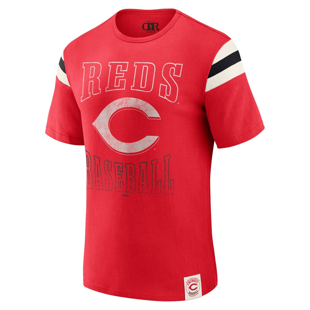 MLB Cincinnati Reds Darius Rucker Collection by Fanatics Distressed Sleeve Stripe T-Shirt