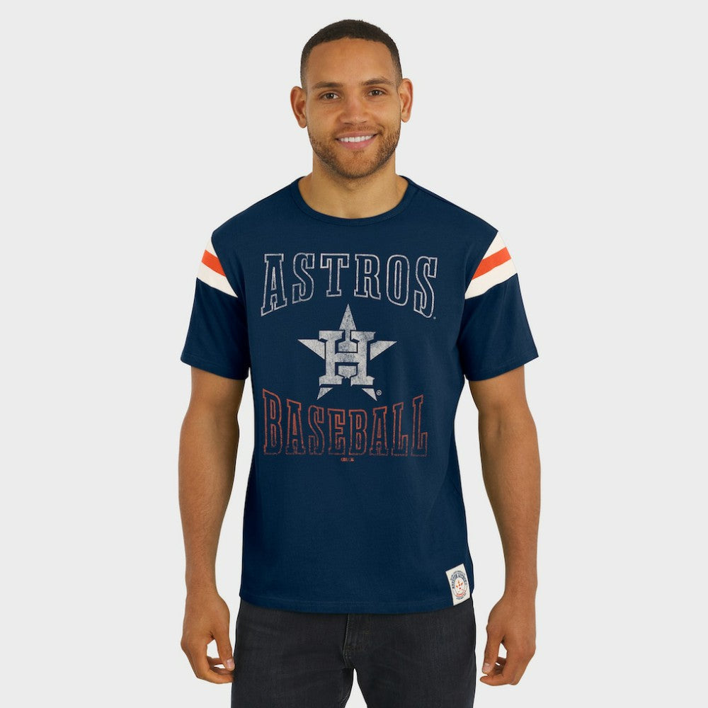 MLB Houston Astros Darius Rucker Collection by Fanatics Distressed Sleeve Stripe T-Shirt