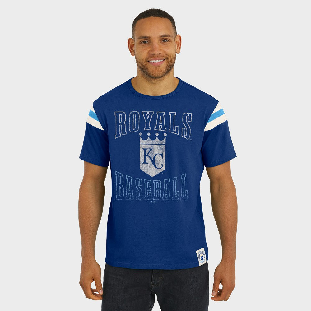 MLB Kansas City Royals Darius Rucker Collection by Fanatics Distressed Sleeve Stripe T-Shirt