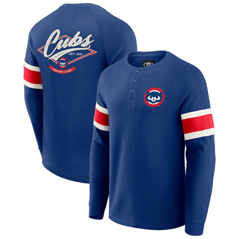 MLB Chicago Cubs Darius Rucker Collection by Fanatics Waffle-Knit Raglan Long Sleeve Henley T-Shirt