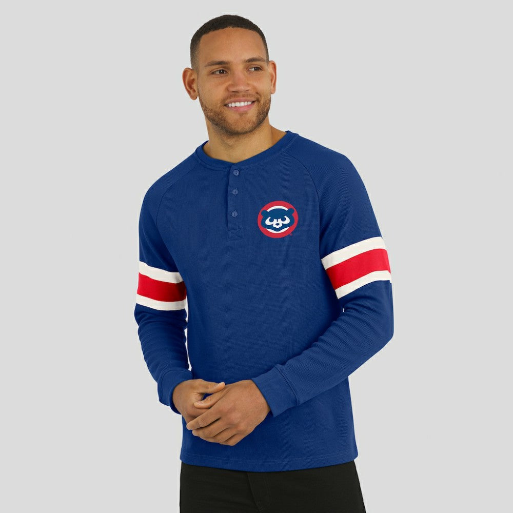 MLB Chicago Cubs Darius Rucker Collection by Fanatics Waffle-Knit Raglan Long Sleeve Henley T-Shirt