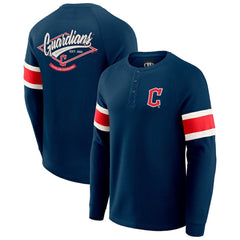 MLB Cleveland Guardians Darius Rucker Collection by Fanatics Waffle-Knit Raglan Long Sleeve Henley T-Shirt