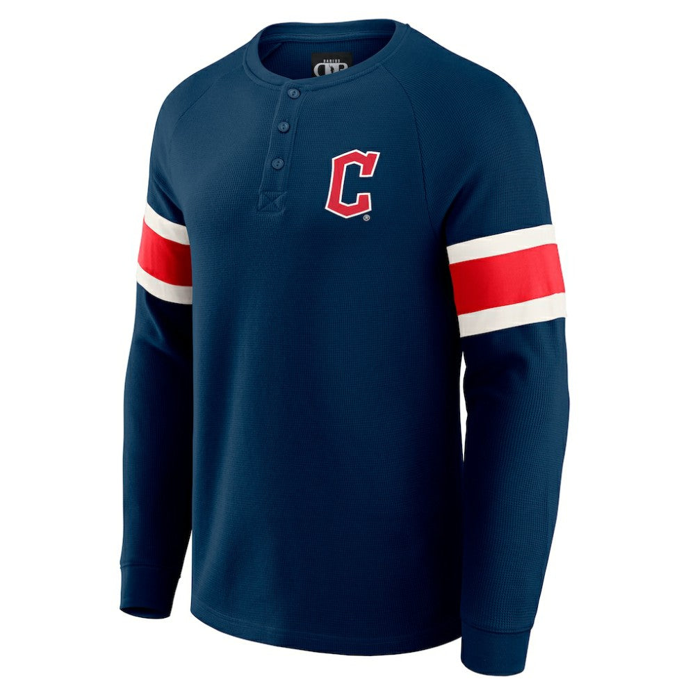 MLB Cleveland Guardians Darius Rucker Collection by Fanatics Waffle-Knit Raglan Long Sleeve Henley T-Shirt
