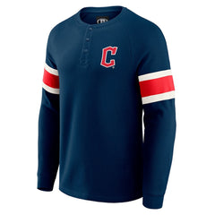 MLB Cleveland Guardians Darius Rucker Collection by Fanatics Waffle-Knit Raglan Long Sleeve Henley T-Shirt