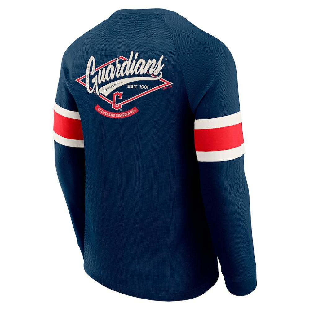 MLB Cleveland Guardians Darius Rucker Collection by Fanatics Waffle-Knit Raglan Long Sleeve Henley T-Shirt