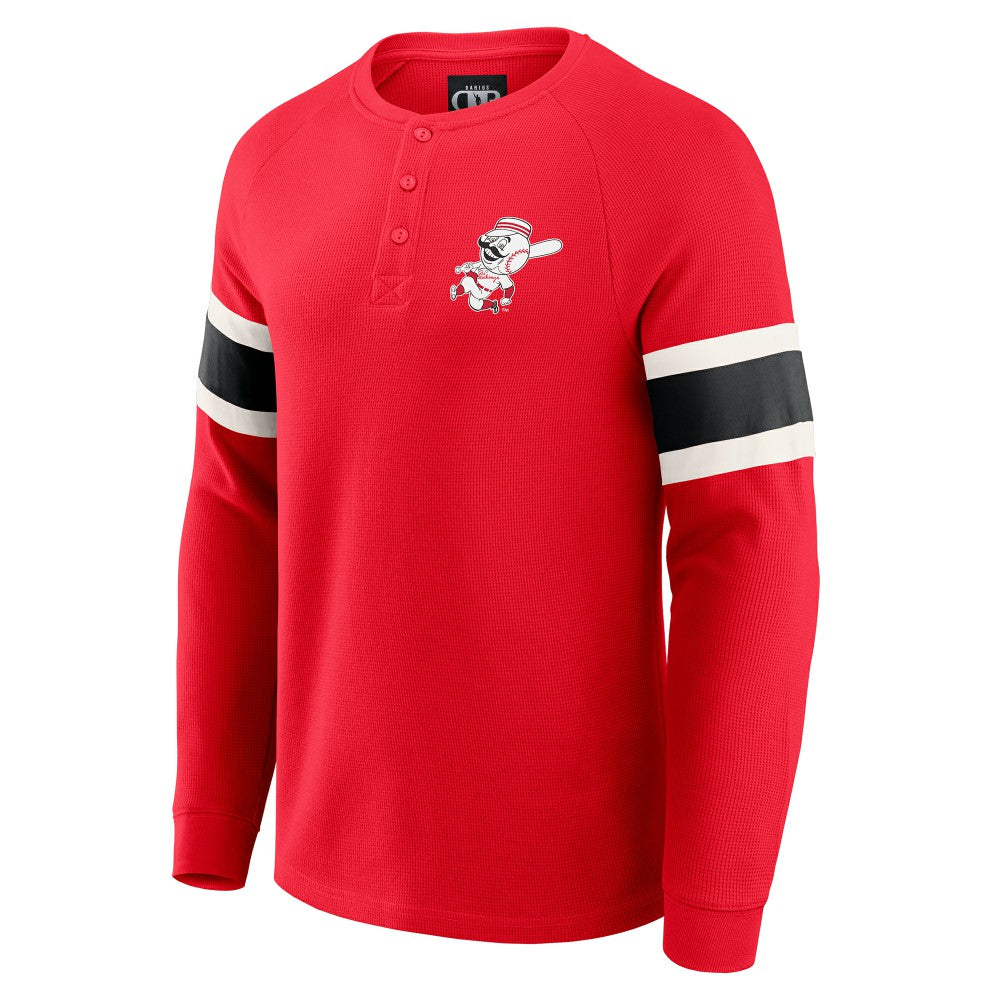 MLB Cincinnati Reds Darius Rucker Collection by Fanatics Waffle-Knit Raglan Long Sleeve Henley T-Shirt