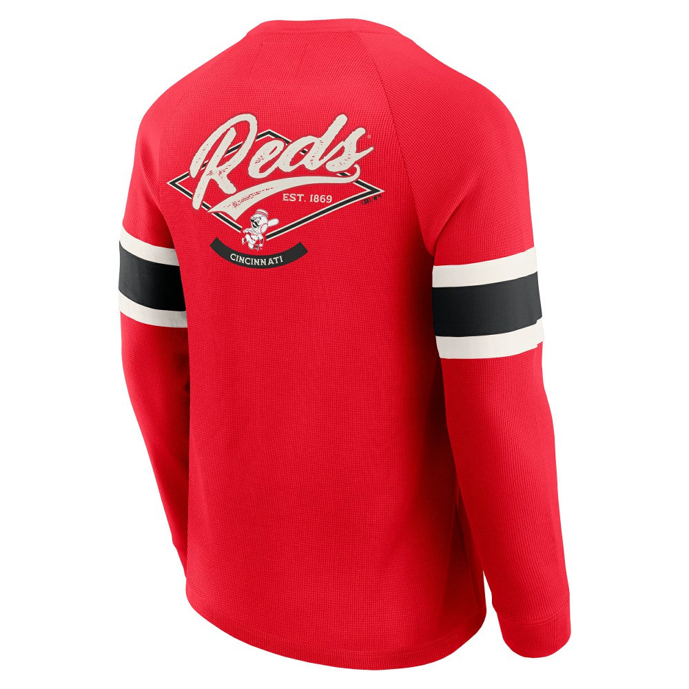 MLB Cincinnati Reds Darius Rucker Collection by Fanatics Waffle-Knit Raglan Long Sleeve Henley T-Shirt
