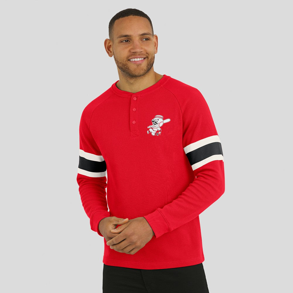 MLB Cincinnati Reds Darius Rucker Collection by Fanatics Waffle-Knit Raglan Long Sleeve Henley T-Shirt