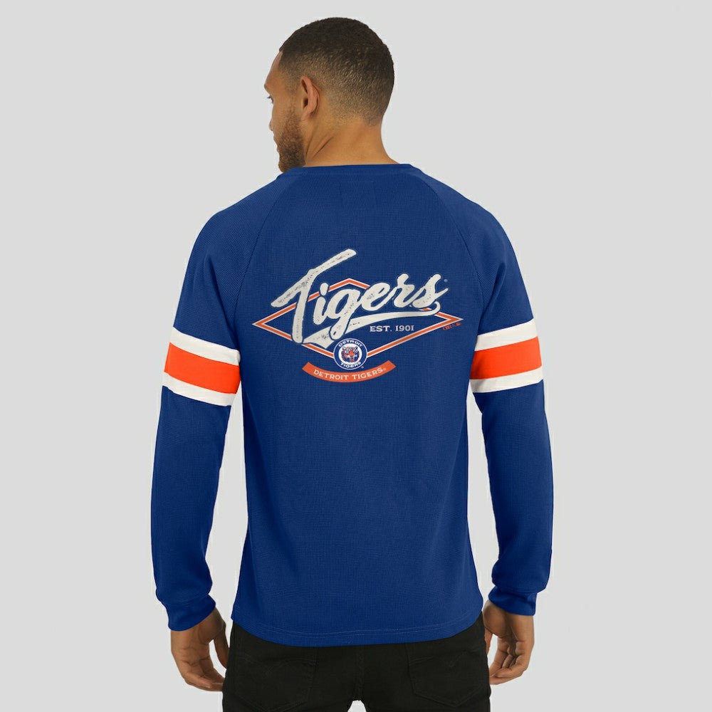 MLB Detroit Tigers Darius Rucker Collection by Fanatics Waffle-Knit Raglan Long Sleeve Henley T-Shirt