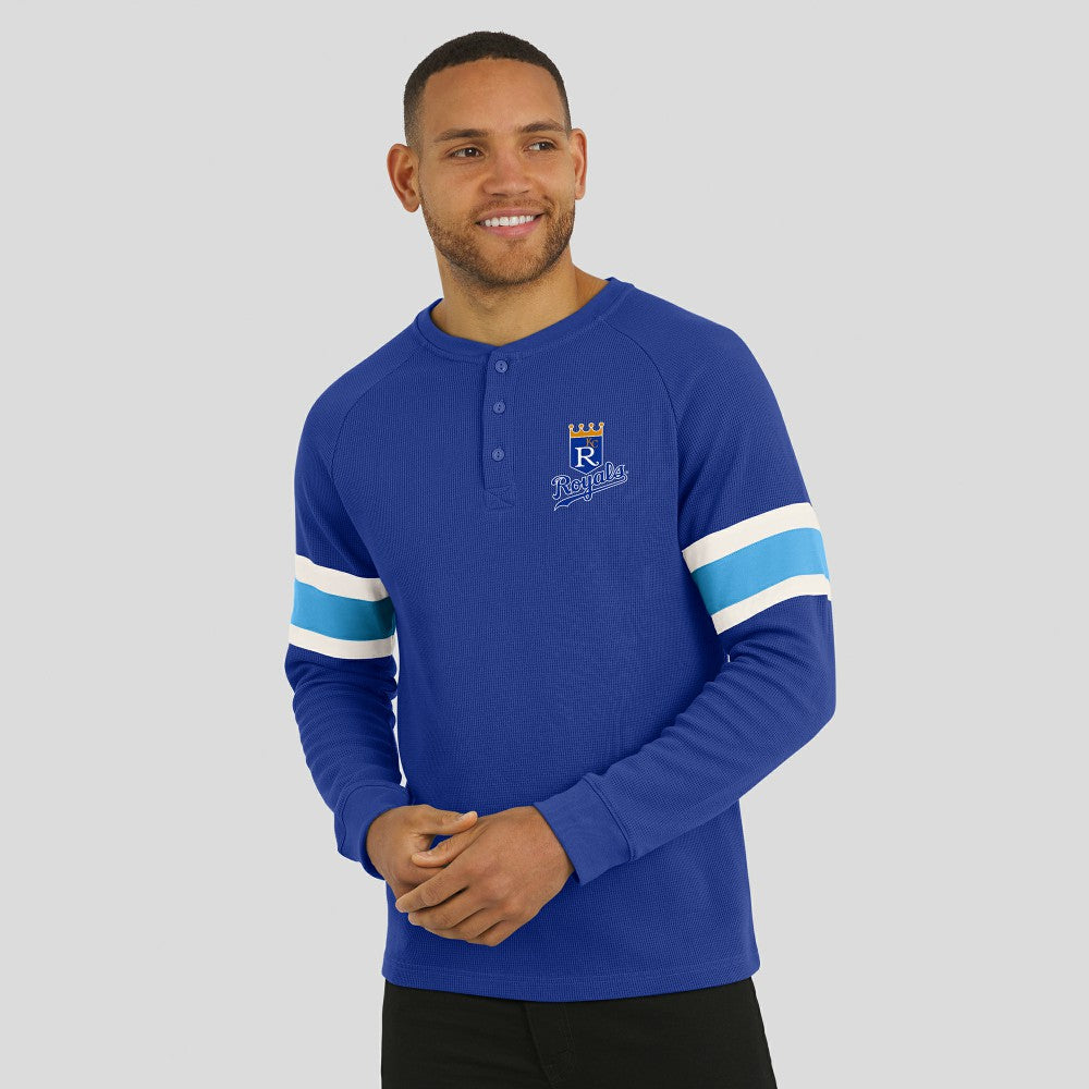 MLB Kansas City Royals Darius Rucker Collection by Fanatics Waffle-Knit Raglan Long Sleeve Henley T-Shirt