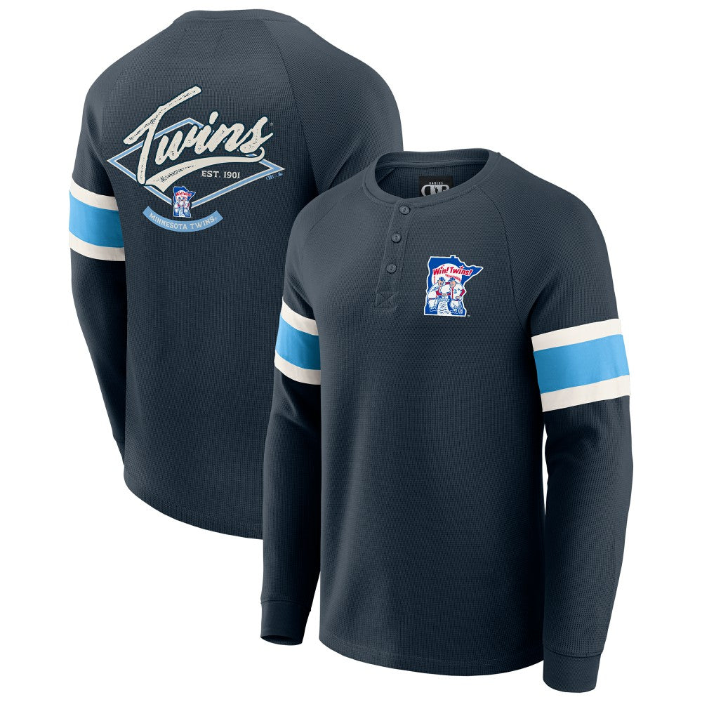 MLB Minnesota Twins Darius Rucker Collection by Fanatics Waffle-Knit Raglan Long Sleeve Henley T-Shirt