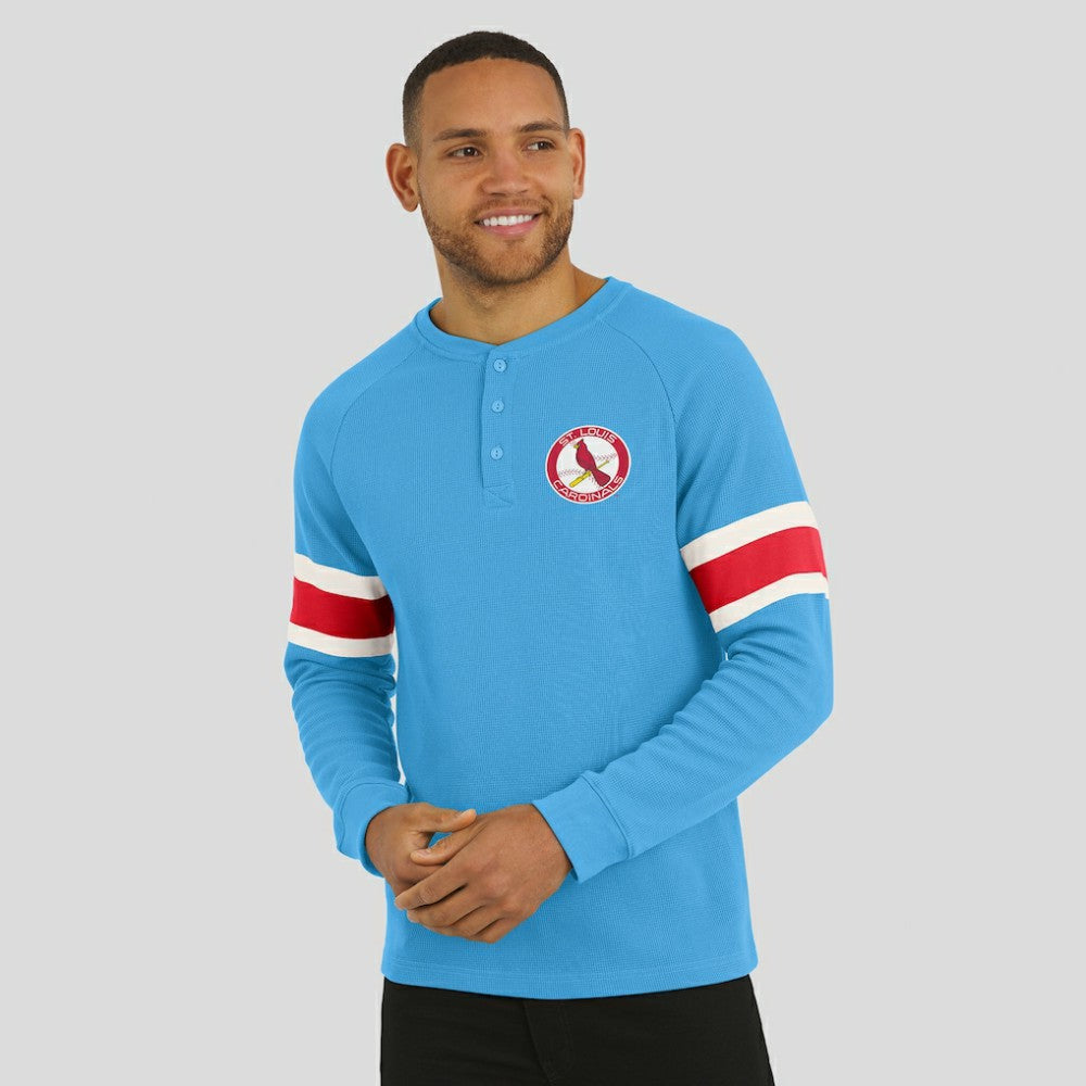 MLB St. Louis Cardinals Darius Rucker Collection by Fanatics Waffle-Knit Raglan Long Sleeve Henley T-Shirt