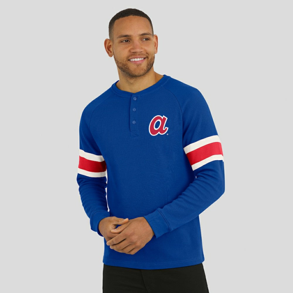 MLB Atlanta Braves Darius Rucker Collection by Fanatics Waffle-Knit Raglan Long Sleeve Henley T-Shirt