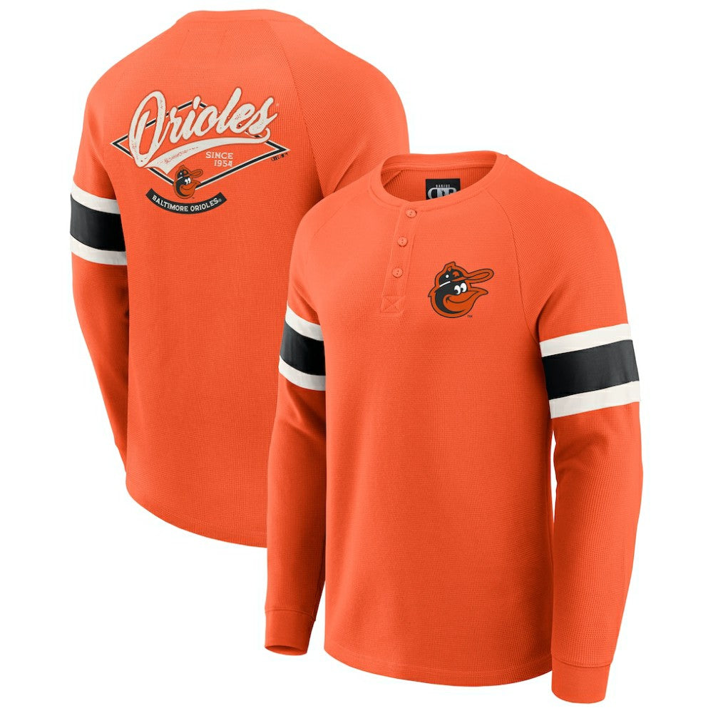 MLB Baltimore Orioles Darius Rucker Collection by Fanatics Waffle-Knit Raglan Long Sleeve Henley T-Shirt