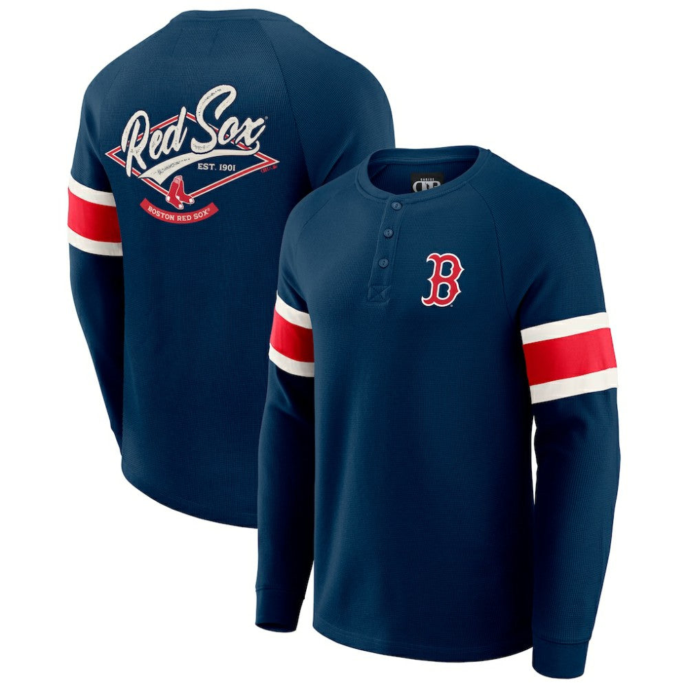 MLB Boston Red Sox Darius Rucker Collection by Fanatics Waffle-Knit Raglan Long Sleeve Henley T-Shirt