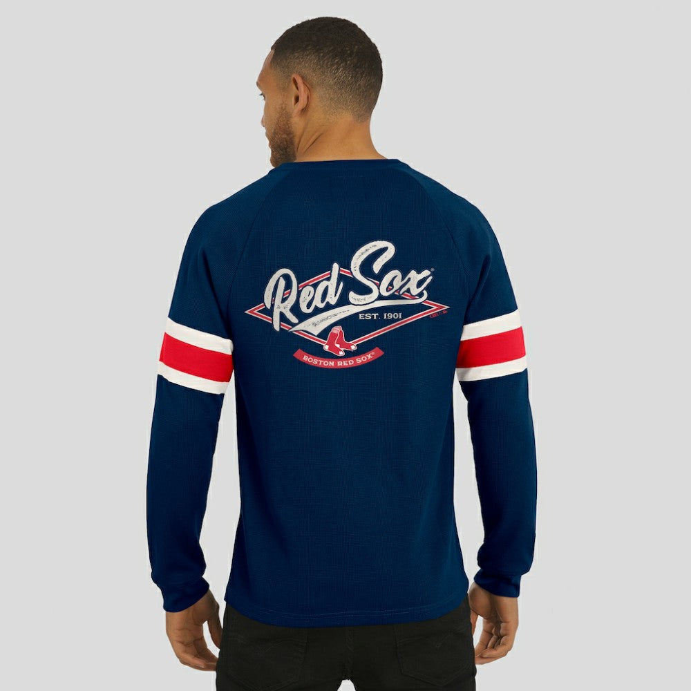 MLB Boston Red Sox Darius Rucker Collection by Fanatics Waffle-Knit Raglan Long Sleeve Henley T-Shirt