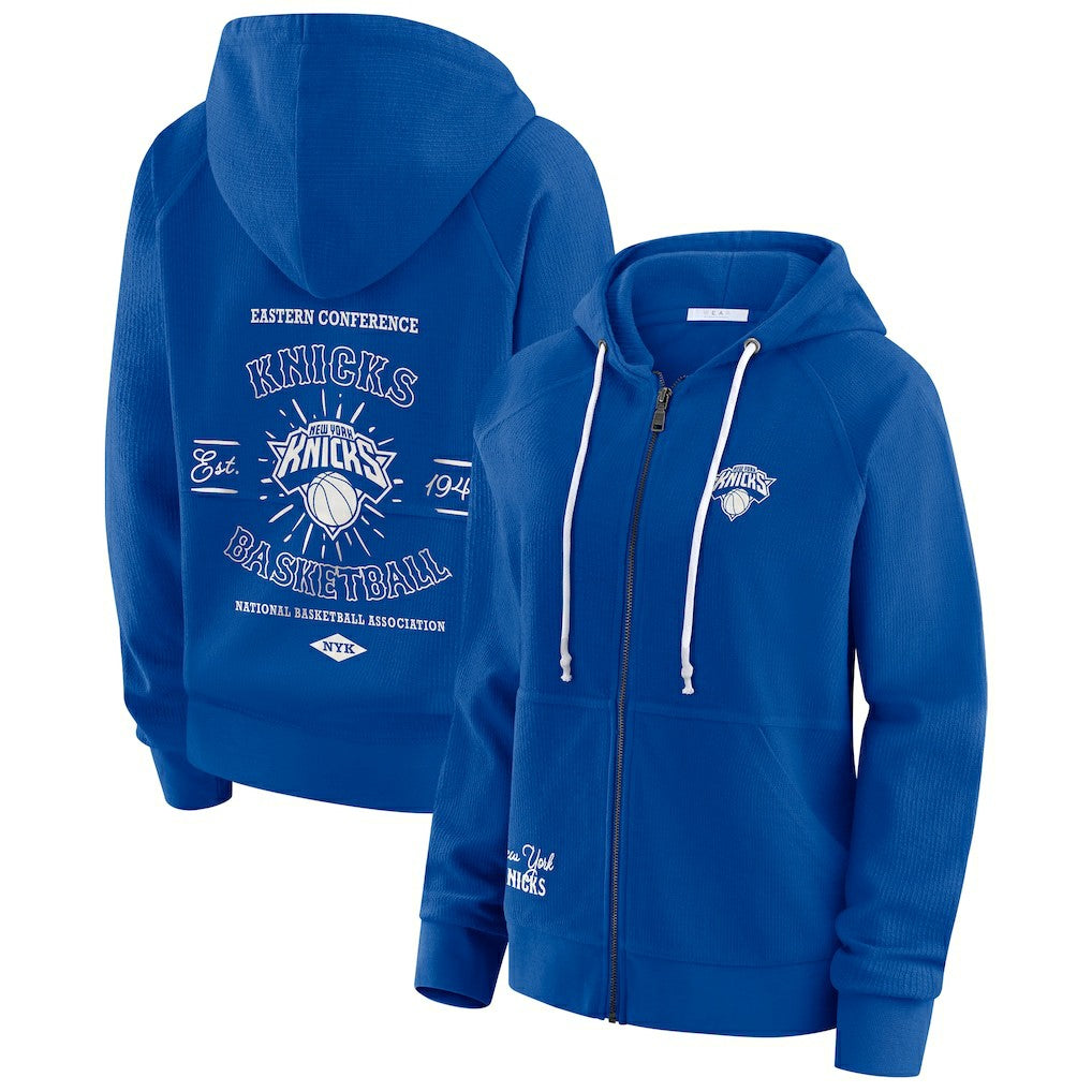 NBA New York Knicks WEAR by Erin Andrews Women's Vintage Full-Zip Raglan Hoodie