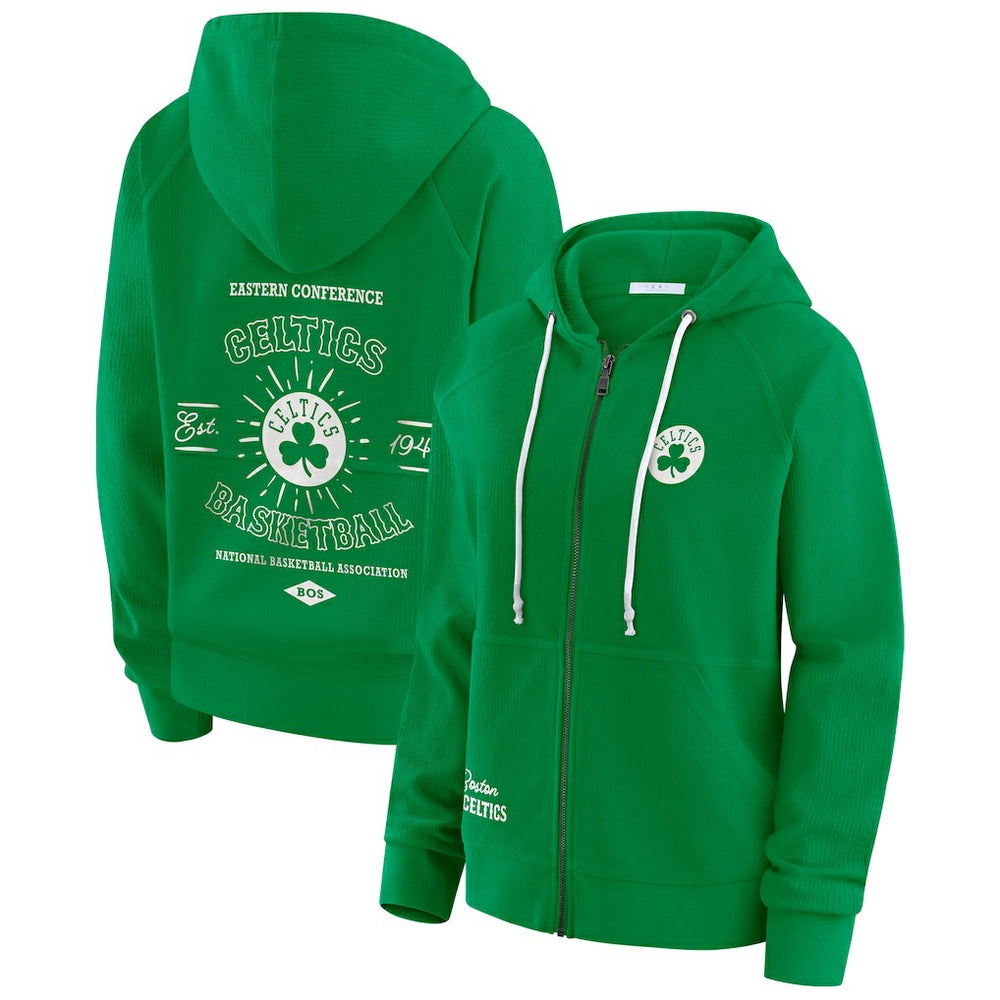NBA Boston Celtics WEAR by Erin Andrews Women's Vintage Full-Zip Raglan Hoodie