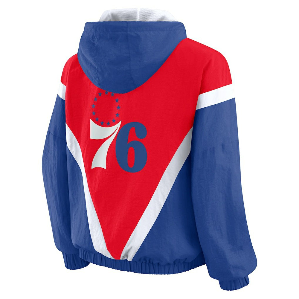 NBA Philadelphia 76ers WEAR by Erin Andrews Women's Colorblock Full-Zip Hoodie Windbreaker Jacket