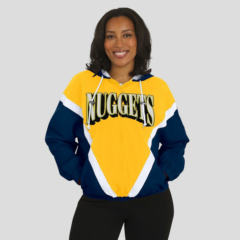 NBA Denver Nuggets WEAR by Erin Andrews Women's Colorblock Full-Zip Hoodie Windbreaker Jacket sale