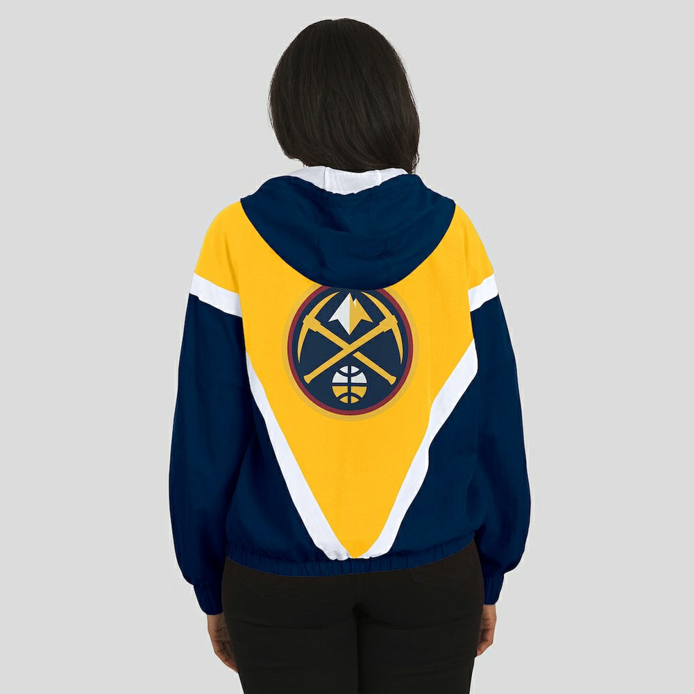 NBA Denver Nuggets WEAR by Erin Andrews Women's Colorblock Full-Zip Hoodie Windbreaker Jacket sale
