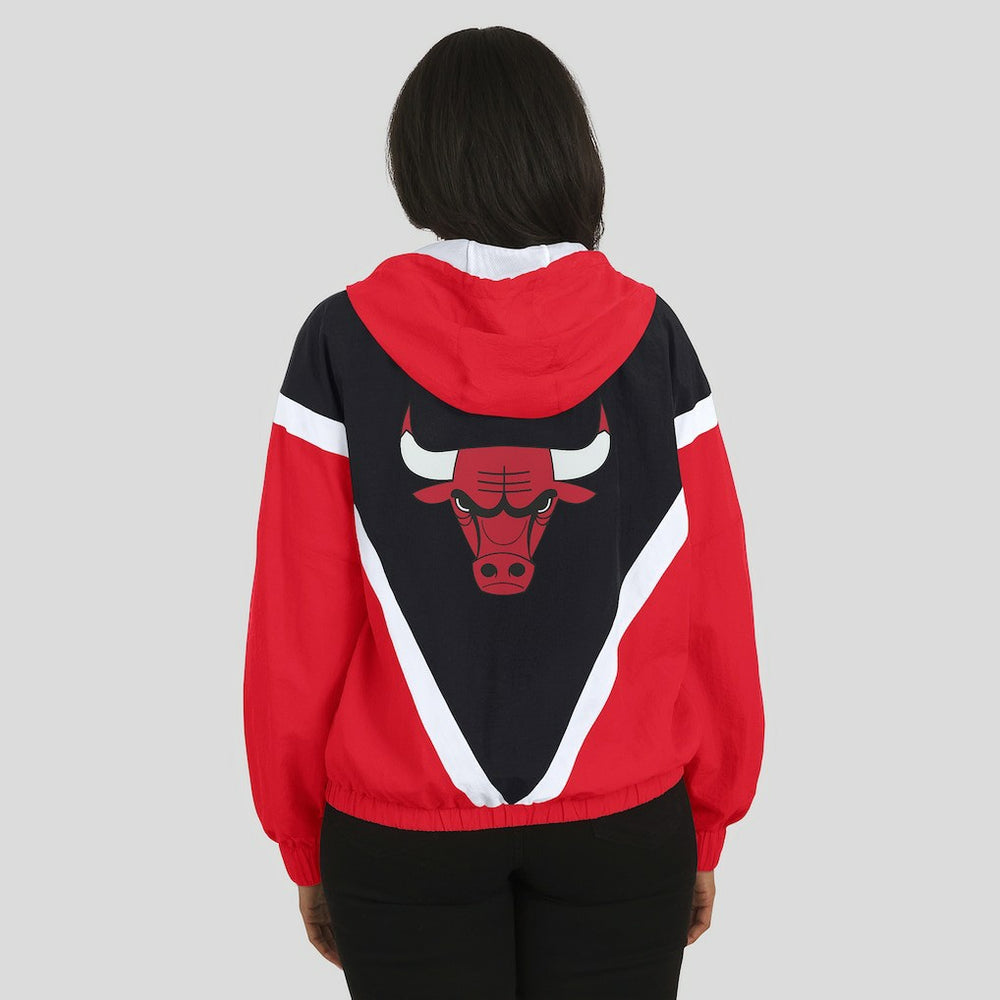 NBA Chicago Bulls WEAR by Erin Andrews Women's Colorblock Full-Zip Hoodie Windbreaker Jacket