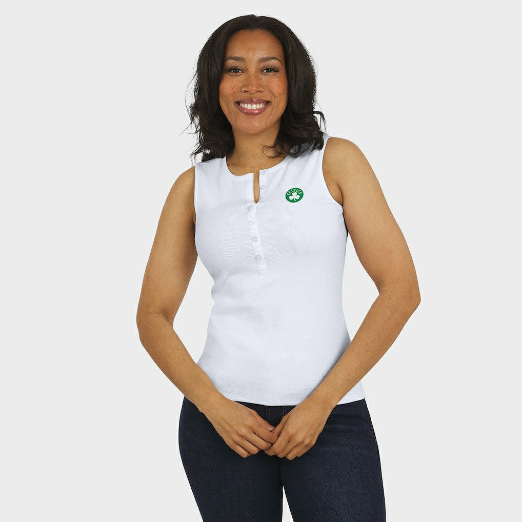 NBA Boston Celtics WEAR by Erin Andrews Women's Rib-Knit Henley Tank Top