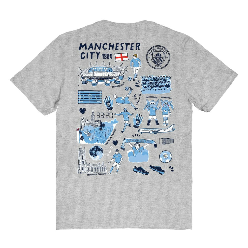 Manchester City Vive La Fete Women's Impressions Artwork T-Shirt -  Heather Gray