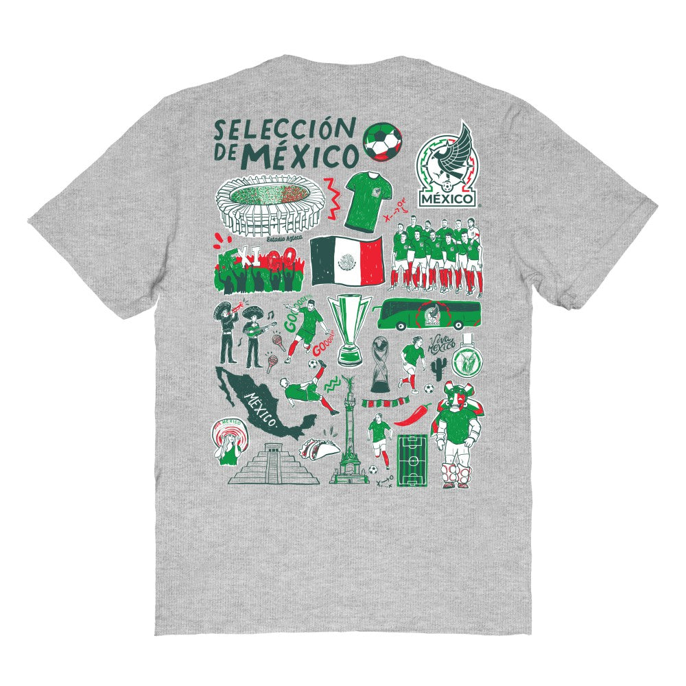 Mexico National Team Vive La Fete Women's Impressions Artwork T-Shirt -  Heather Gray