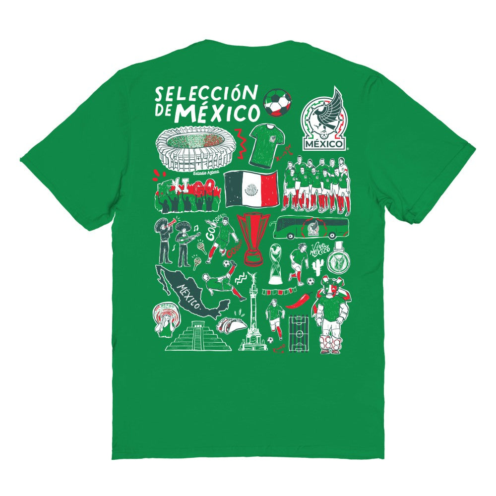 Mexico National Team Vive La Fete Women's Impressions Artwork T-Shirt -  Green