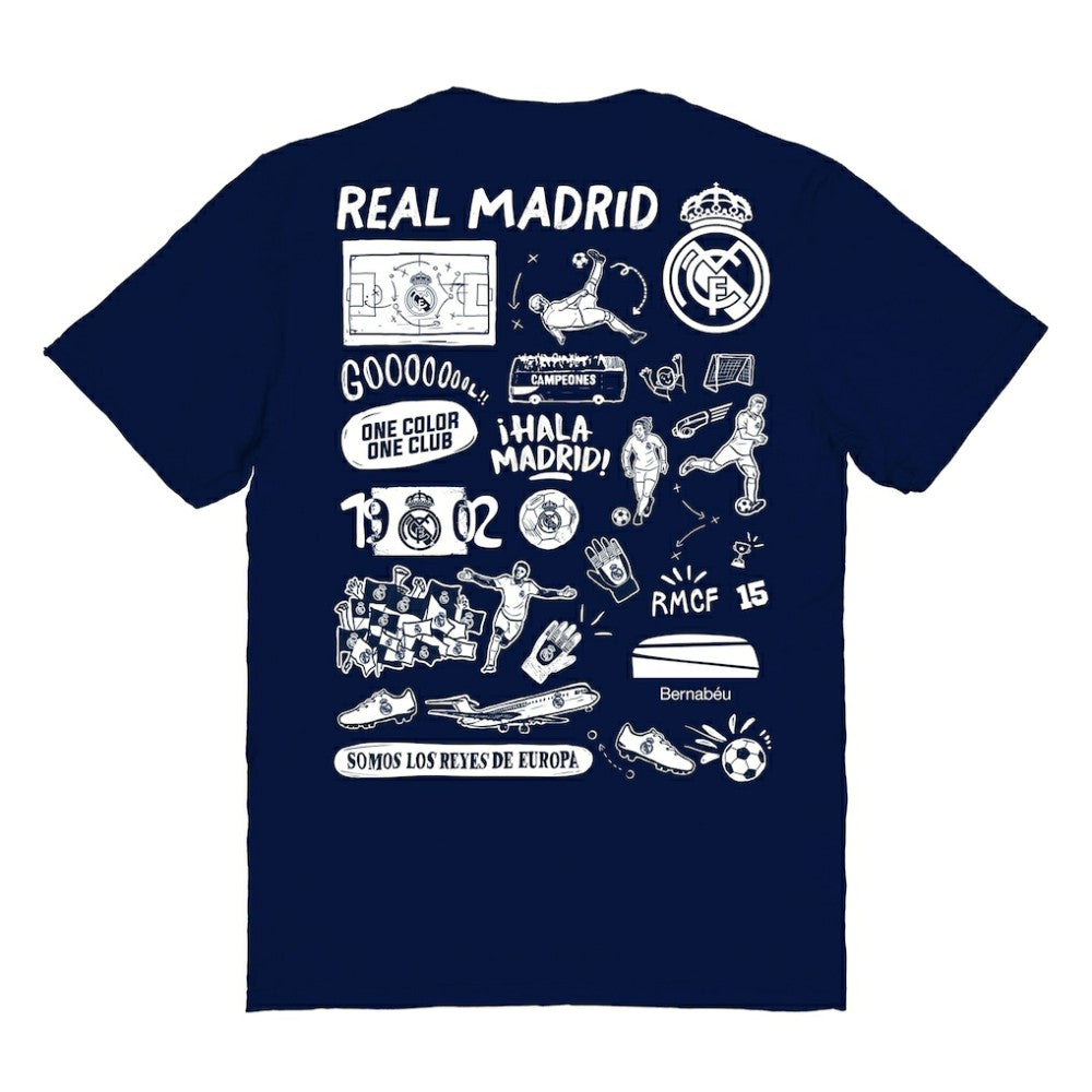 Real Madrid Vive La Fete Women's Impressions Artwork T-Shirt -  Navy