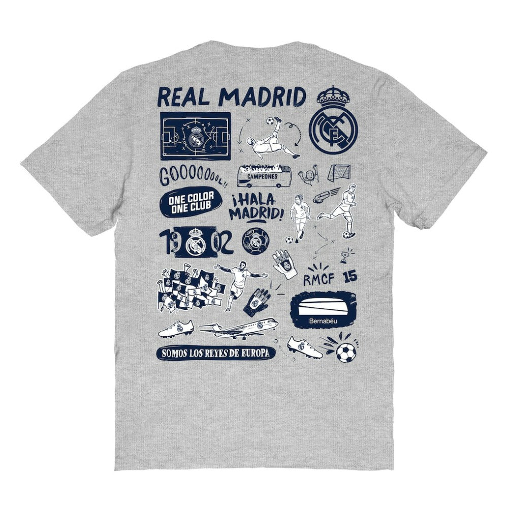 Real Madrid Vive La Fete Women's Impressions Artwork T-Shirt -  Heather Gray