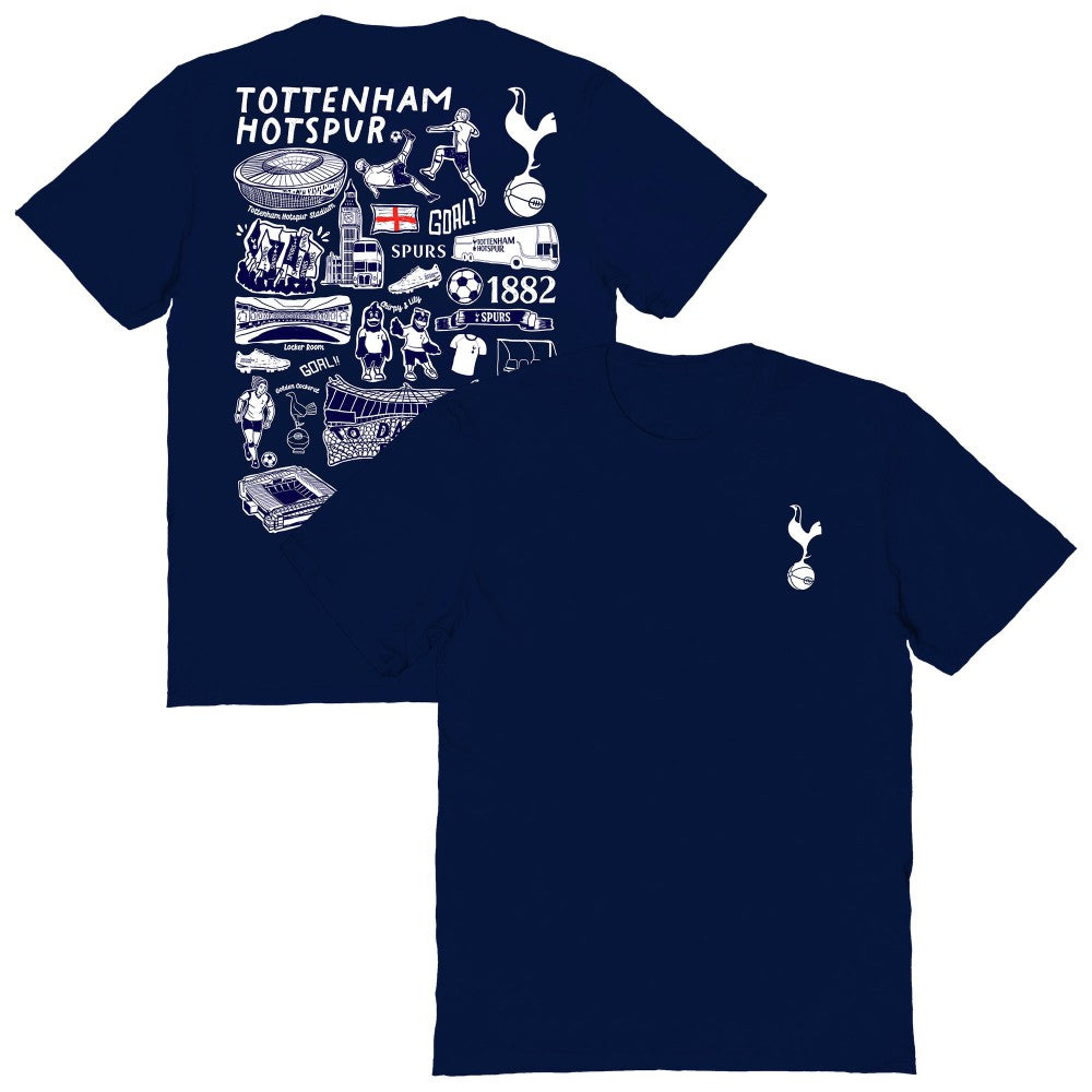 Tottenham Hotspur Vive La Fete Women's Impressions Artwork T-Shirt -  Navy
